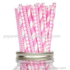 New arrival party supply paper drinking straws customized design striped paper straws