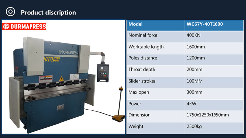 40 ton press brake with E21 System hydraulic sheet metal bender