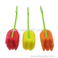 Tulip Useful Different Shaped Plastic Handle Sponge Bottle Cleaning Brush Plastic sponge bottle brush