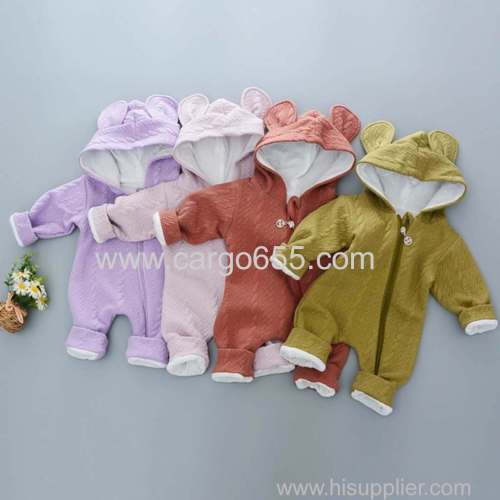 Boys and girls infants cotton vines hooded jumpsuit wholesale