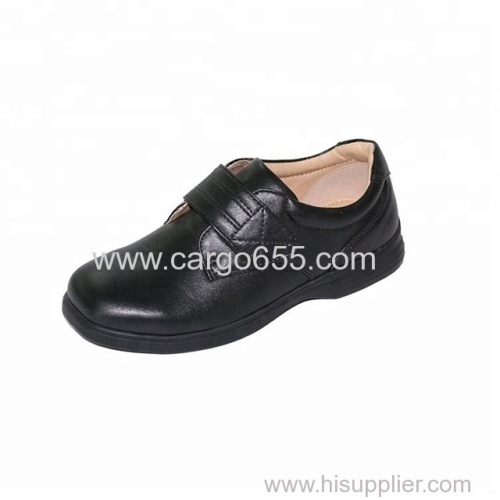 Black PU Synthetic Leather Kids School Shoes