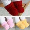 Hot selling newborn kids shoes socks fluffy faux fur women soft boot crochet and knitted mini socks