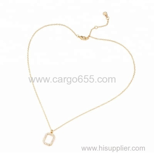 Geometrical inlay diamond pendant gold plated necklace women antique jewelry