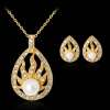 Fashion Alloy Jewerly Set Gold Necklace And Stud Earring Pearl Necklace Made In China