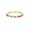 14K gold rainbow band eternity gemstone forever love ring women jewelry