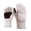 Women Men Half Mitten Suede Palm Winter Wool Knitted Gloves