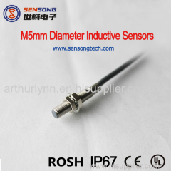 M5mm diameter Stainless Steel Body Flush Ultra-Mini Inductive Proximity Sensor 10-30VDC NPN-PNP-NO-NC 2m PVC Cable