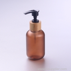 120ml frosted amber PET bottle with 24/410 bamboo pump
