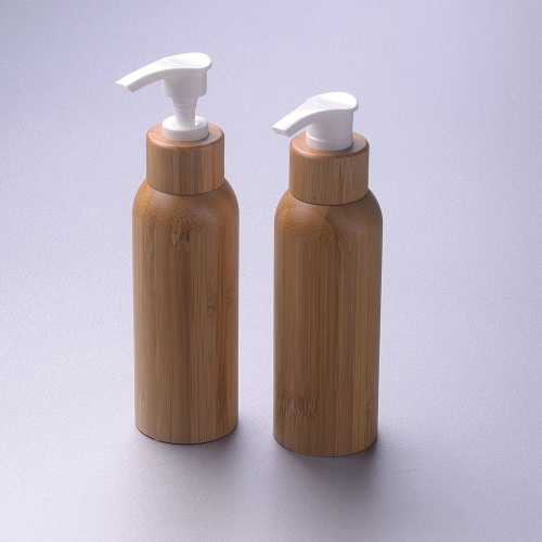 new style empty cosmetic pump bamboo container inner plastic lotion bottles and pumps bamboo cosmetic bottle