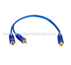 One female two male Y spliter cable for Car Audio Home Audio