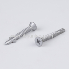 Self drilling screw - with wing - flat head with ribs - phillips drive - ruspert