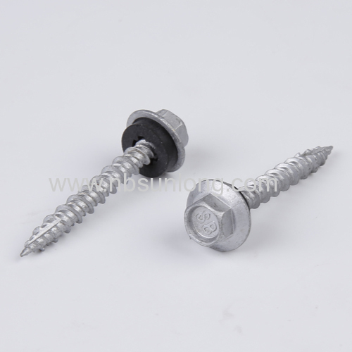 Hi-Lo tapping screw - hex head - black rubber washer - cut end - ruspert