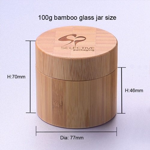 Bamboo jar 100g cream jar personal care face cream double wall jar with glass inner jar and pp cap