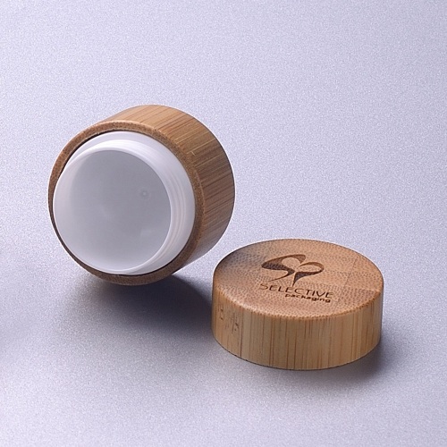 Bamboo cream 5g jar inner pp plastic jar laser engraving on the cap