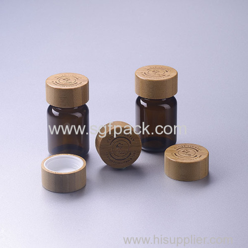 100ml Glass Pill Bottle With Bamboo Cap, Glass Pill Bottle - Buy