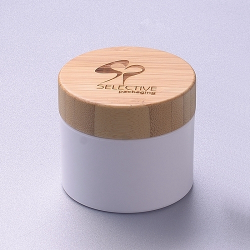 50g white pp jar with bamboo lid cream jar eco friendly cosmetic packaging