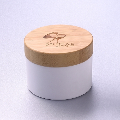 200g white pp jar with bamboo cap eco friendly cream jar Hair Mask jar cosmetic packaging