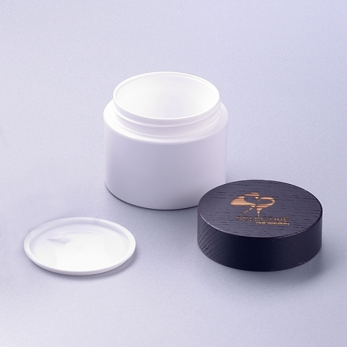 50g white pp jar with wooden cap cream jar eco friendly cosmetic packaging