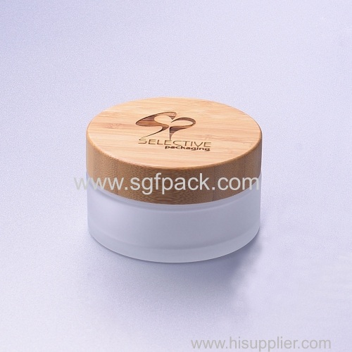 100g frosted glass jar with bamboo cap eco friendly cream jar cosmetic packaging