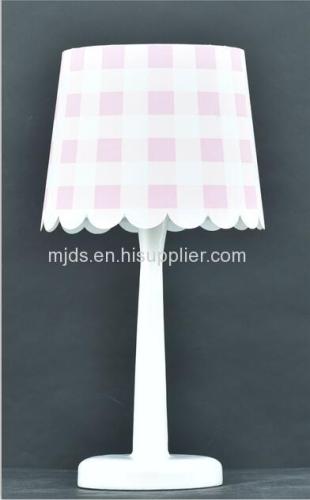 Gingham Shade Kids Table Lamp For Girl's Studyroom/Bedroom