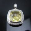 925 Sterling Silver 14mm Lemon Citrine Pendant for Women Necklace