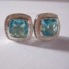 High Quality 925 Sterling Silver 11mm Blue Topaz Albion Earrings