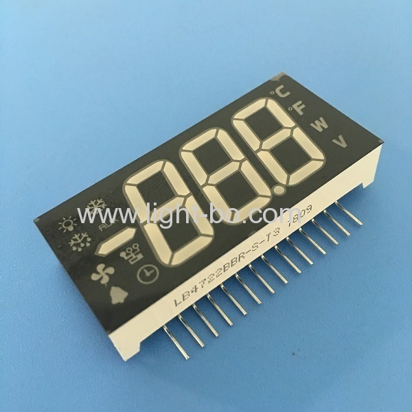 Customized multi-colour triple digit 7 segment led display common anode for Refrigerator