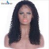 Kinky Curly Remy Brazilian Human Hair #1B Handmade Full Lace Wigs