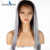 Silanda Hair #1BTGrey Silky Straight Brazilian Remy Full Lace Human Hair Wigs