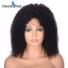 #1B Kinky Curly Brazilian Remy Human Hair Lace Front Wigs 14 Inch