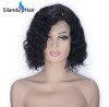 #1B Water Wave Brazilian Remy Human Hair Lace Front Wigs 8 Inch