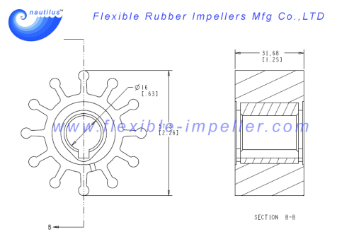 Water Pump Flexible Rubber Impeller Replace Jabsco Impeller 4568-0001 & Johnson 09-801B
