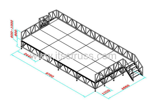 The Strongest portable stage system with guardrail