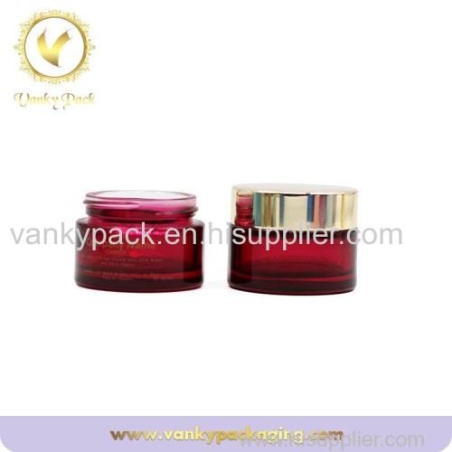Red Cosmetic Jar Glass With gold Lid 30g 50g Glass Jars