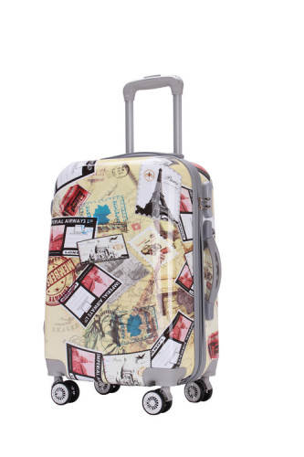 China cheap good quality fashionable ABS and Polycarbonate trolley luggage with full printing