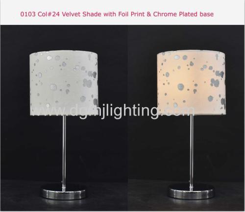 Velvet Shade With Foll Print & Chrome Plated Base