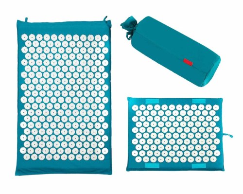 Acupressure kit of mat and pillow with carry bag together