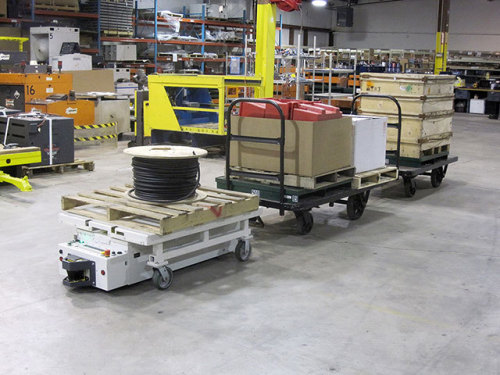 Automatic lifting the AGV four-way driving