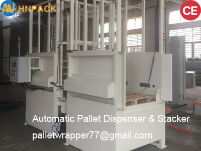 Full automatic heavy duty wooden plastic steel pallet stacker dispenser supply machine