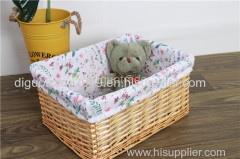 Handmade wicker storage basket with lining