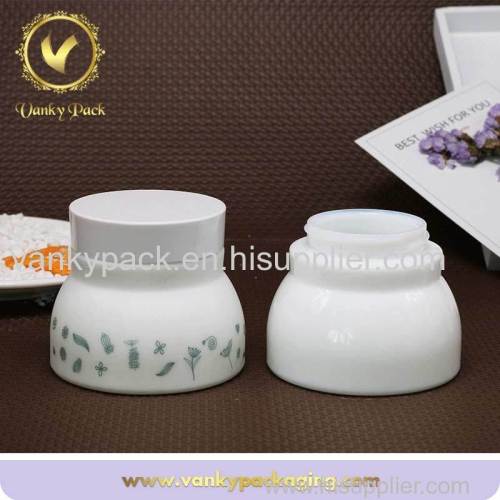 Fancy Empty White Colored Glass Cosmetic Jars Manufacturer