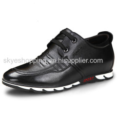 Fashion men's genuine leather sport shoes height increasing 6 CM elevator sneakers