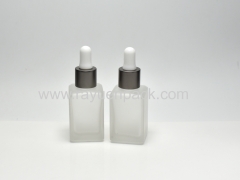 30ml glass cosmetic square bottle containers with bulb dropper pipettes for lotion eye serum skin essence