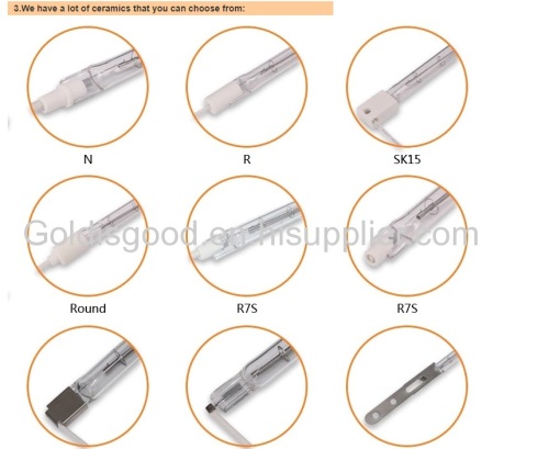  halogen heating lamp /Infrared short wave lamp for PET bottle blowing machine, plastic softening