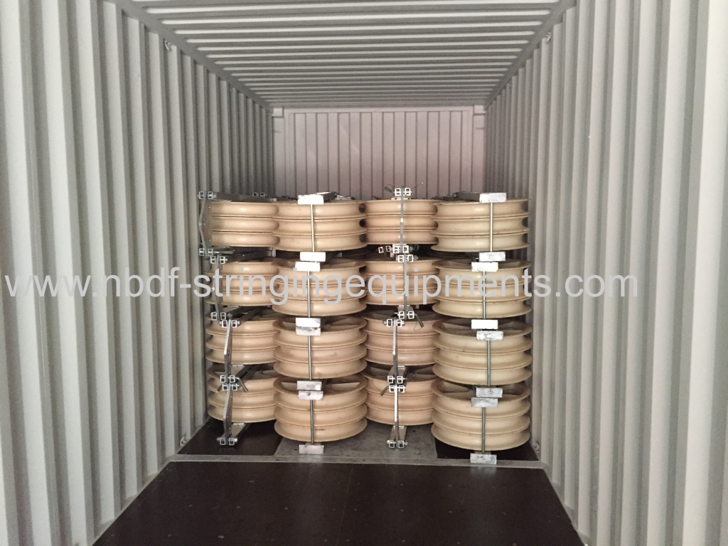 Three bundled conductors stringing equipment and conductor pulleys for abroad market