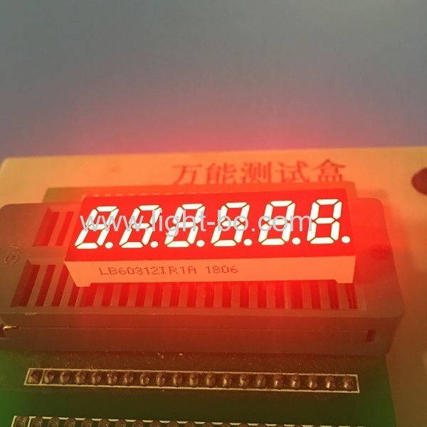 Super bright red 6 digit small size 7 segment led display common anode for temperature controller