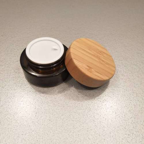 30g Amber glass jar with bamboo lid