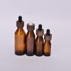 Natural Bamboo/Wood Collar with Amber Slant Shoulder Bottle Oil Essential Dropper Bottle
