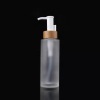 Natural Bamboo Collar with PP Press Pump Frosted Glass Shampoo Bottle Shower Gel Bottle
