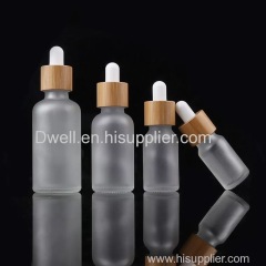 Natural Bamboo Lid With Frosted Glass Oil Dropper Bottle